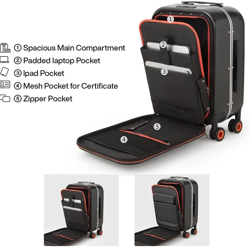 Hanke Carry On Luggage, 20'' Suitcase with Front Laptop Pocket, Travel R… - Picture 7 of 11